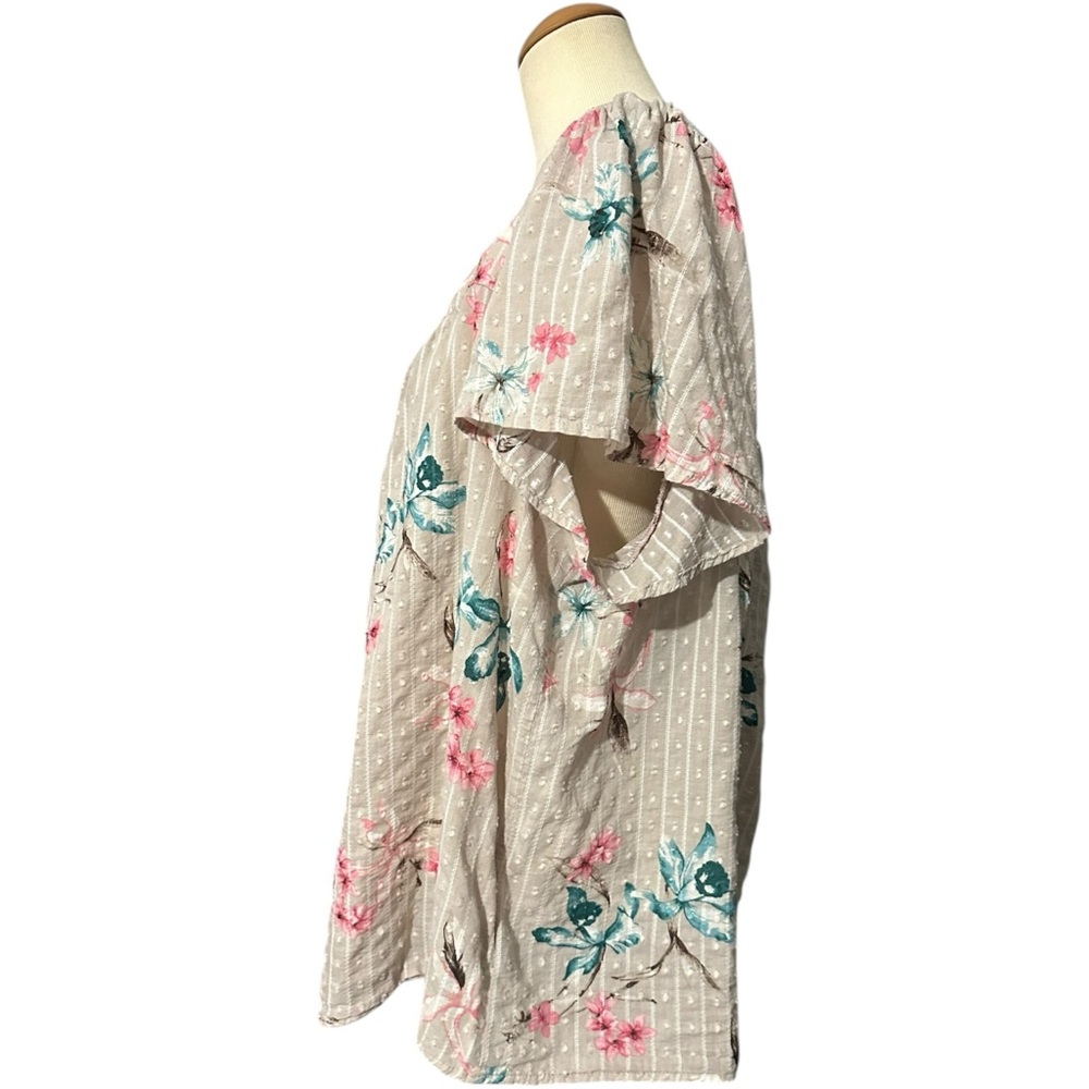 Torrid Clip Jacquard Square Neck Flutter Sleeve Top Tan Size 2X - Picture 3 of 5